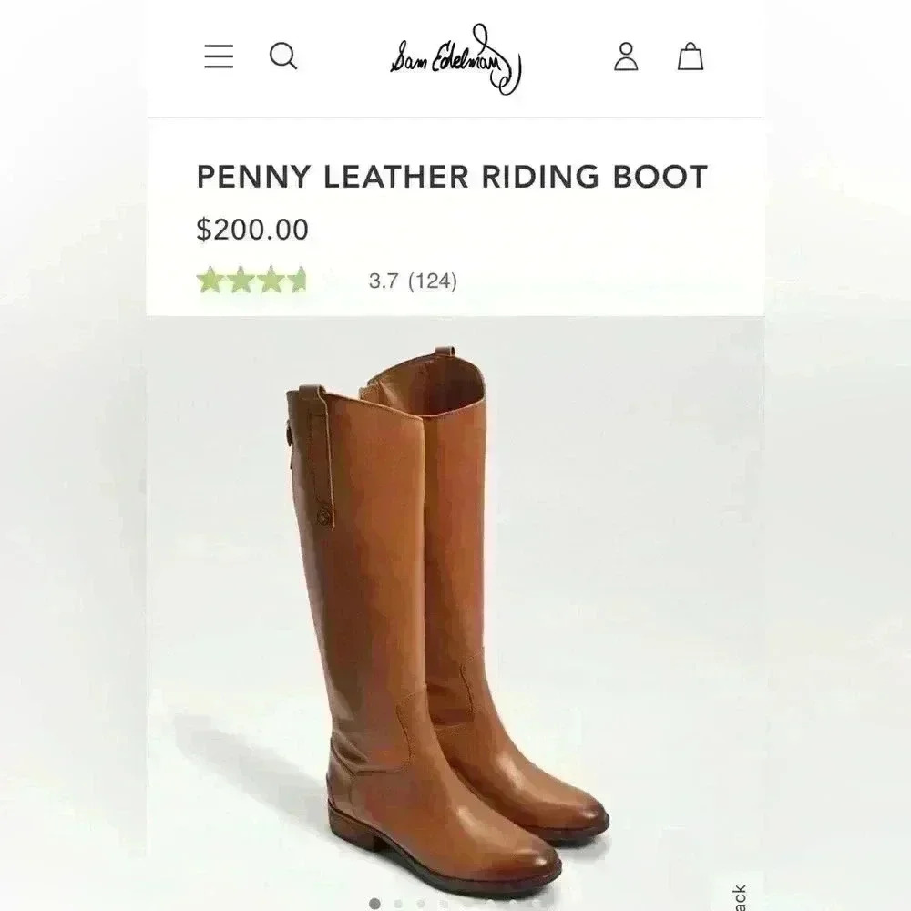 Sam Edelman PENNY LEATHER RIDING BOOT Size 6.5 Genuine Leather Whiskey BrownBoot